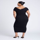 Cross Front Rib Midi Sweater Dress image number null