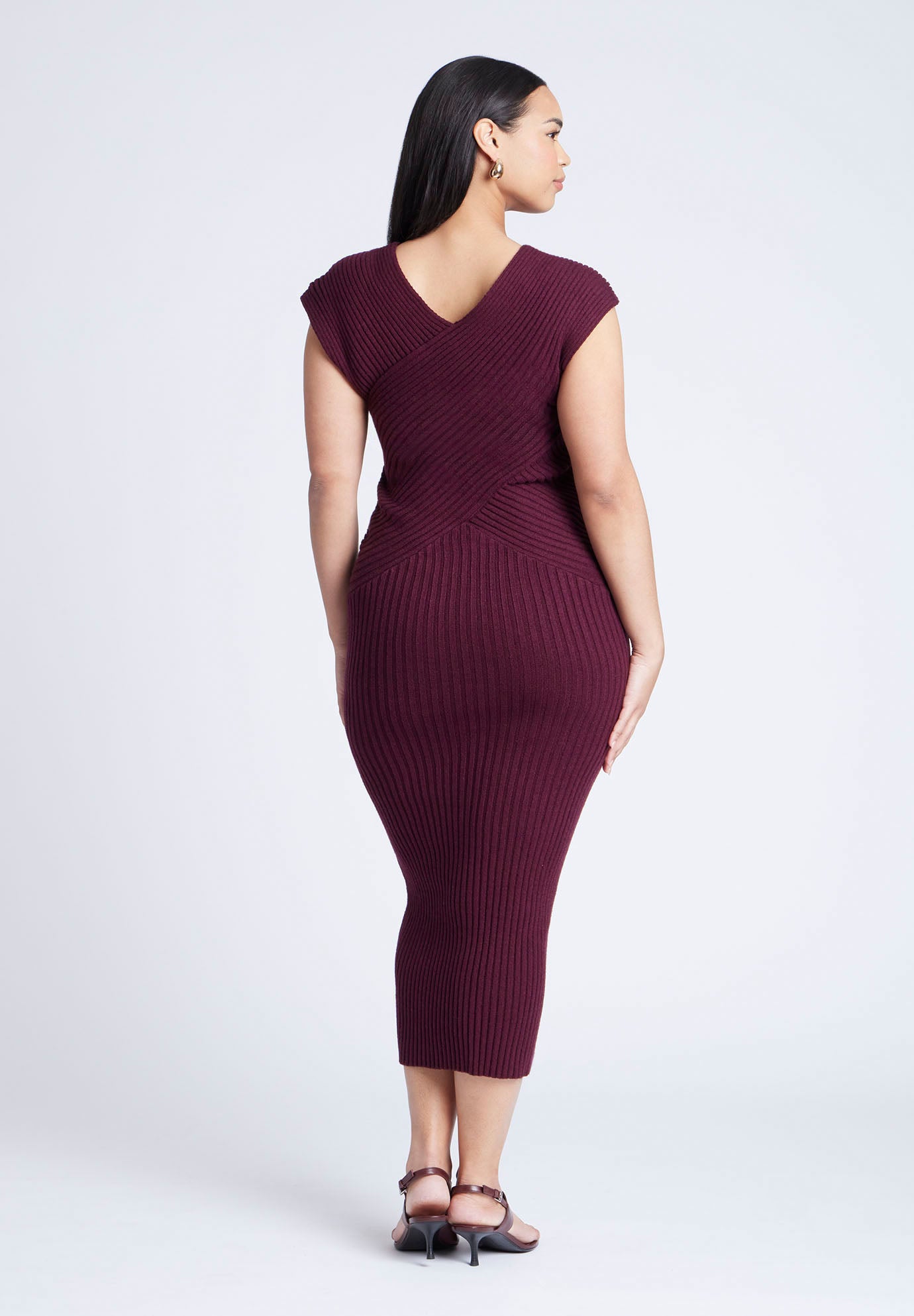 Cross Front Rib Midi Sweater Dress image number 1