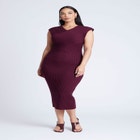 Cross Front Rib Midi Sweater Dress image number null