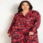 Printed Satin Button Down image number null