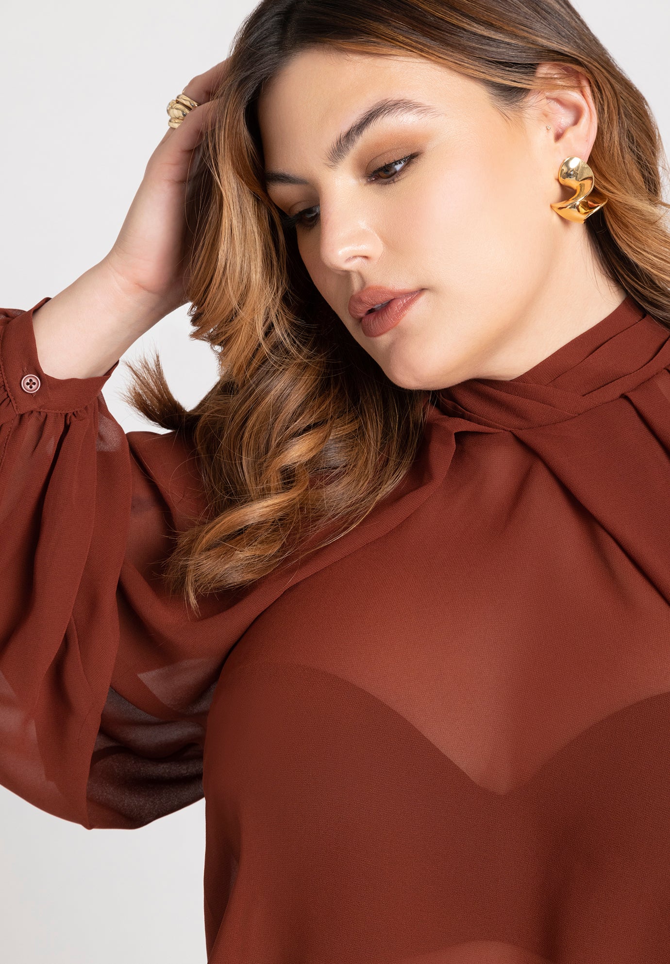 Draped Sleeve Chiffon Top image number 2