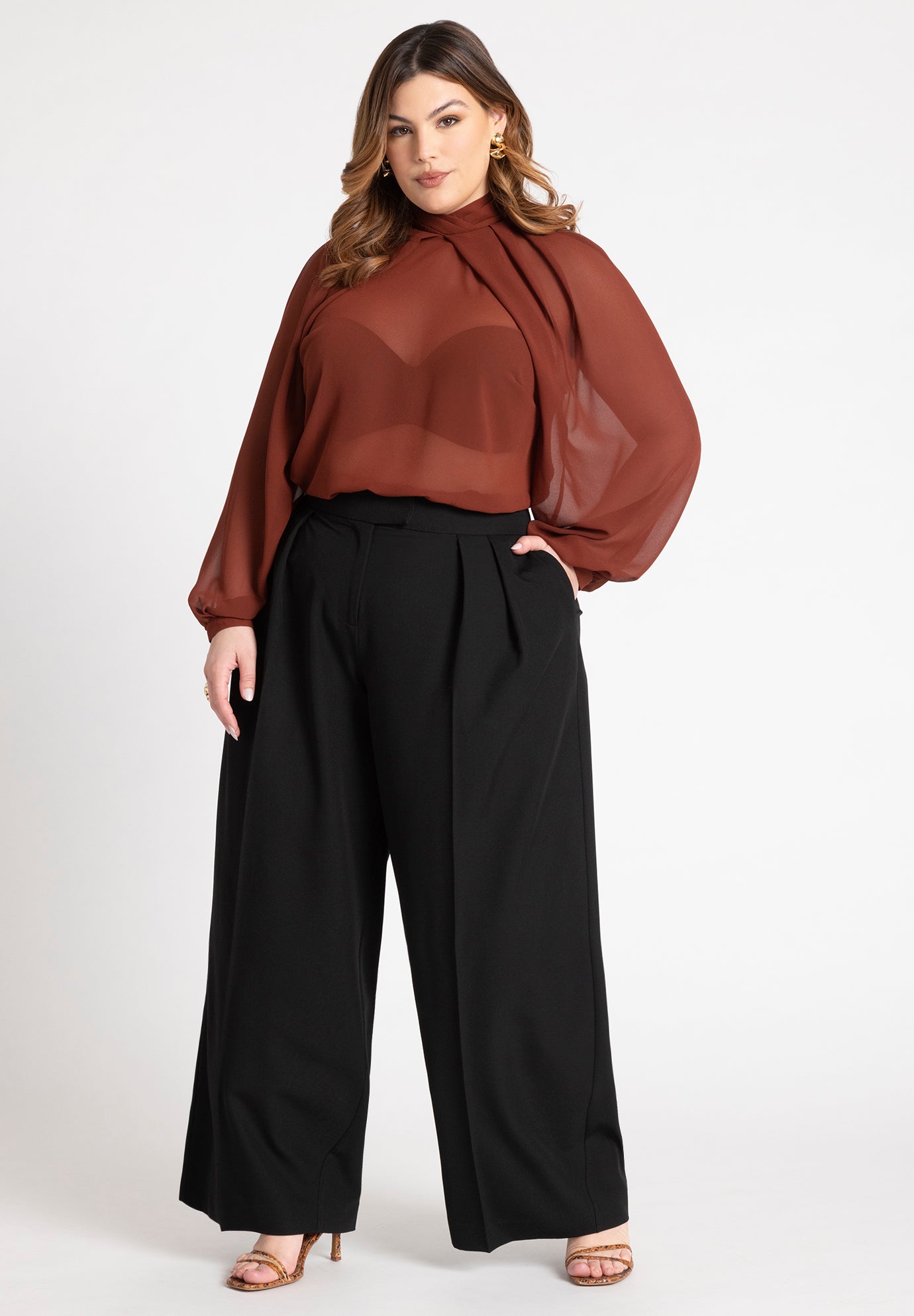 Draped Sleeve Chiffon Top image number 3
