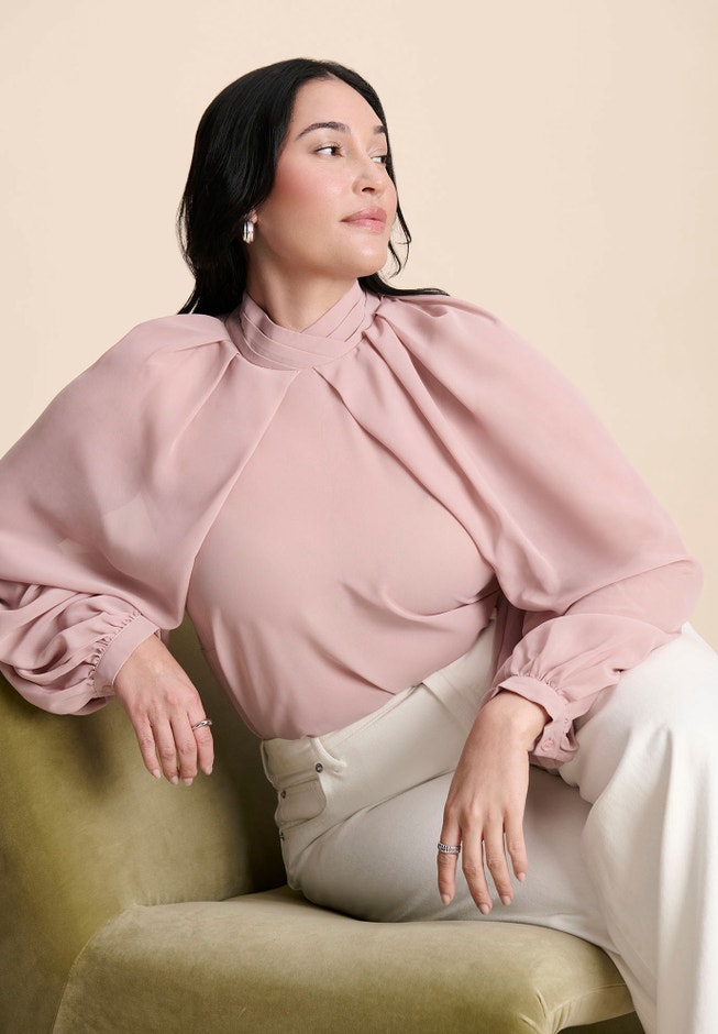Draped Sleeve Chiffon Top image number 1