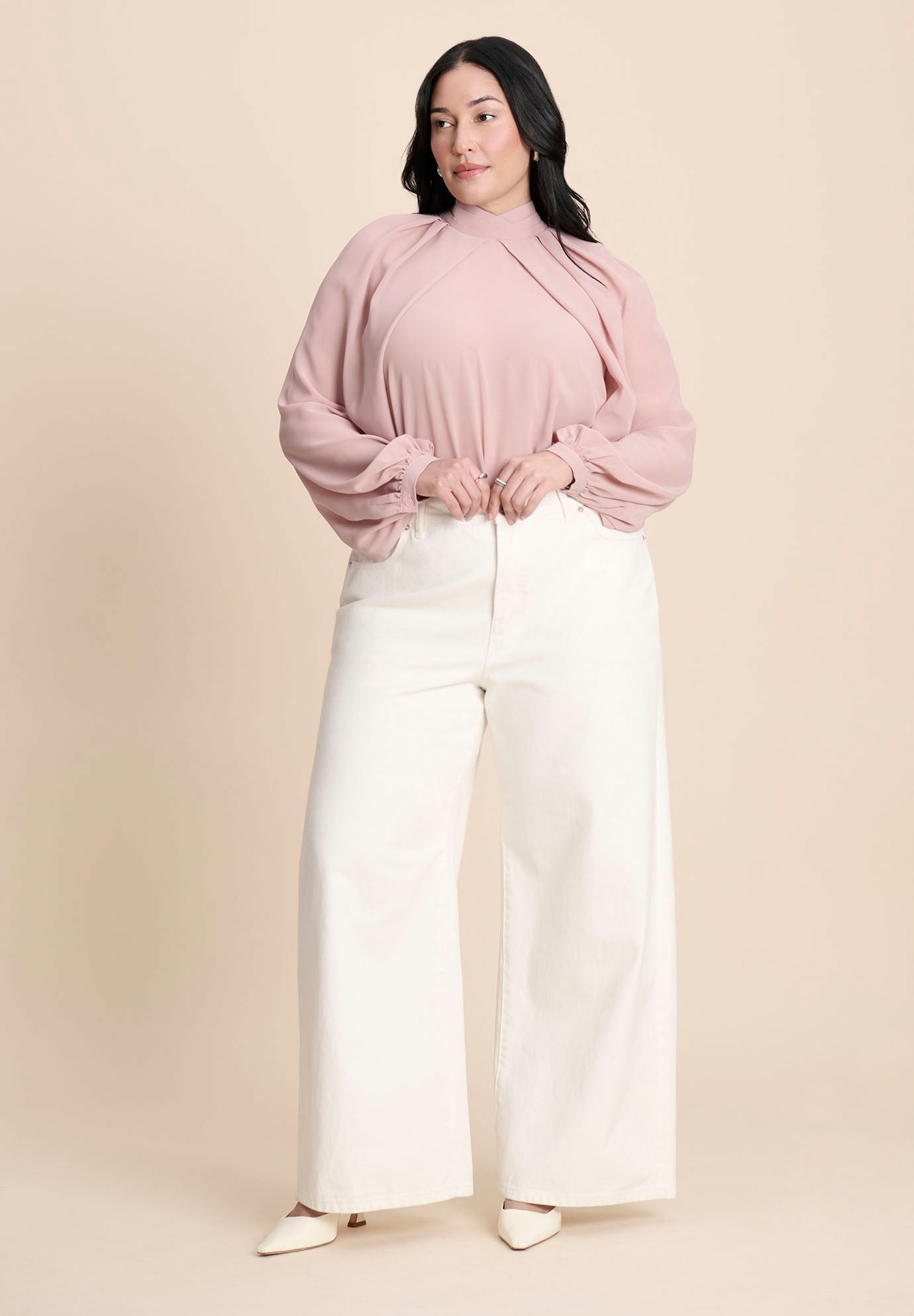 Draped Sleeve Chiffon Top image number 4