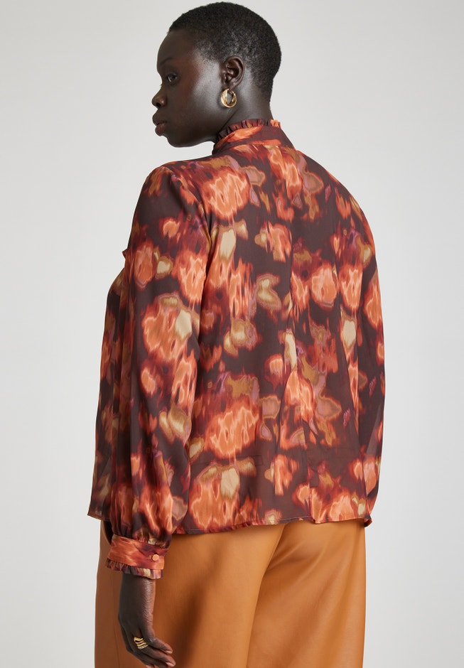 Dramatic Ruffle Scarf Blouse image number null
