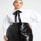 Ruffled Tuxedo Shirt With Tie Neck image number null