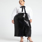 Ruffled Tuxedo Shirt With Tie Neck image number null