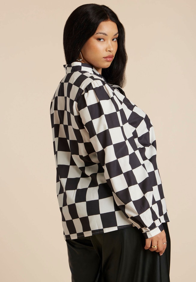 Printed Tie Neck Blouse image number 1