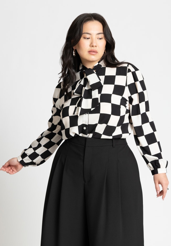 Printed Tie Neck Blouse image number 2