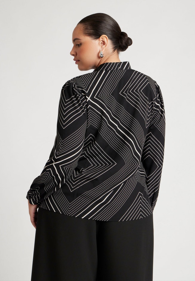 Printed Tie Neck Blouse image number 2