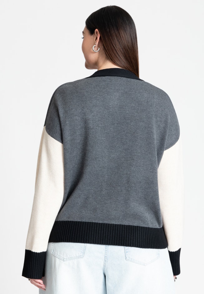 Colorblocked Boxy Cardigan image number null