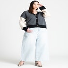 Colorblocked Boxy Cardigan image number null