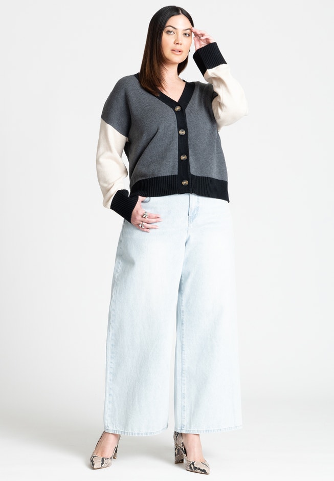 Colorblocked Boxy Cardigan image number null