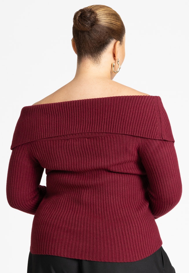 Ribbed Off The Shoulder Sweater image number 1