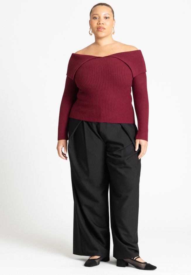 Ribbed Off The Shoulder Sweater image number 2
