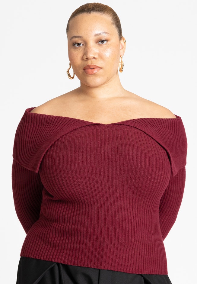 Ribbed Off The Shoulder Sweater image number 0