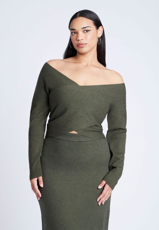 Wrap Front Cropped Sweater image number 0