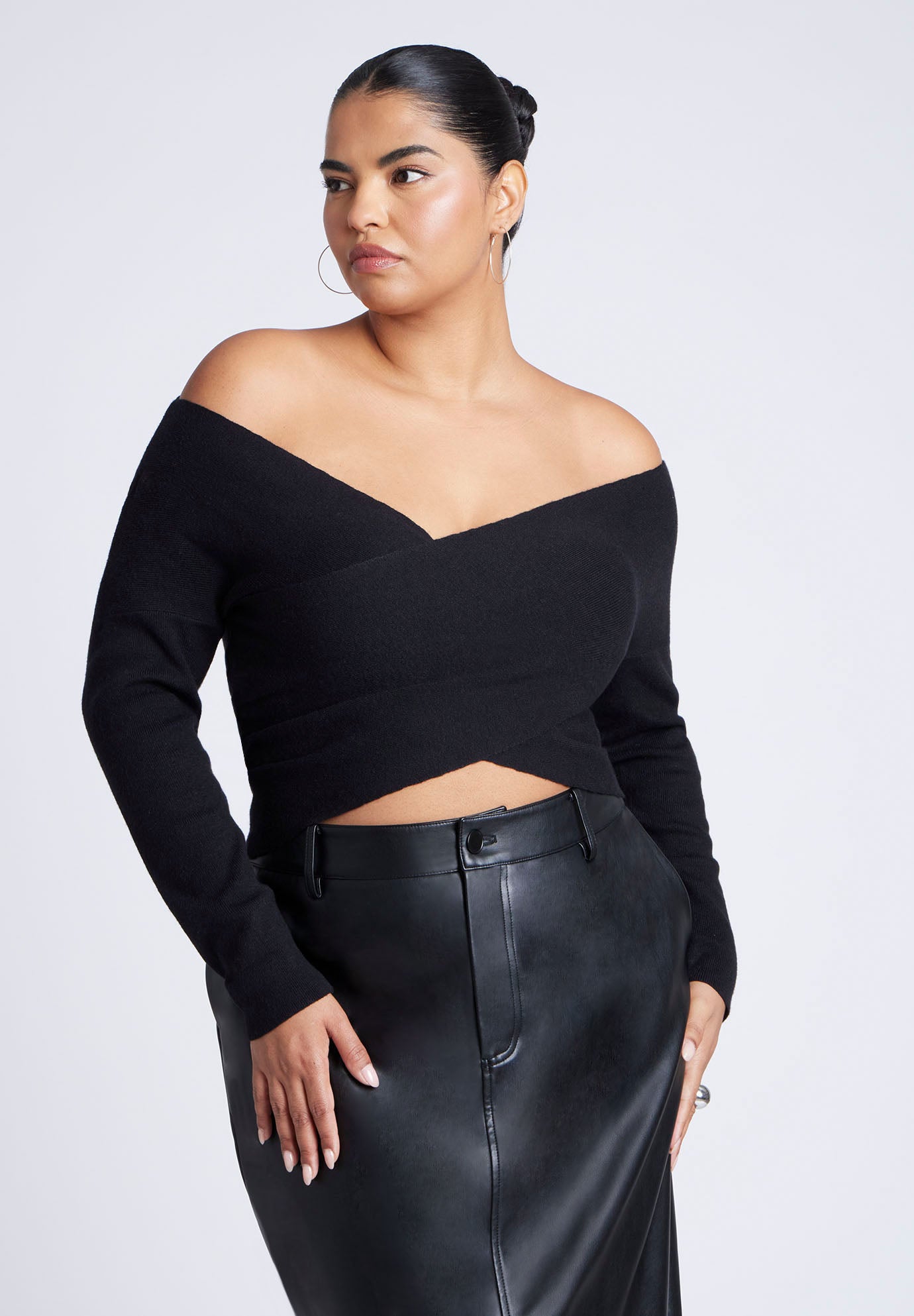 Wrap Front Cropped Sweater image number 0