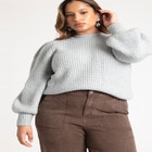 Puff Sleeve Chunky Sweater image number null