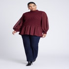 Twofer Sweater With Chiffon image number null