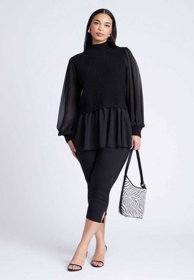 Twofer Sweater With Chiffon image number 3