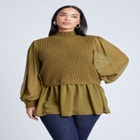 Twofer Sweater With Chiffon image number null