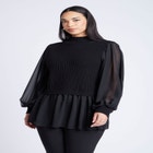 Twofer Sweater With Chiffon image number null