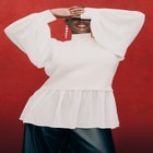 Twofer Sweater With Chiffon image number null