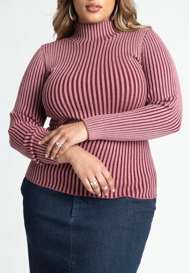 Two Toned Ribbed Sweater image number null