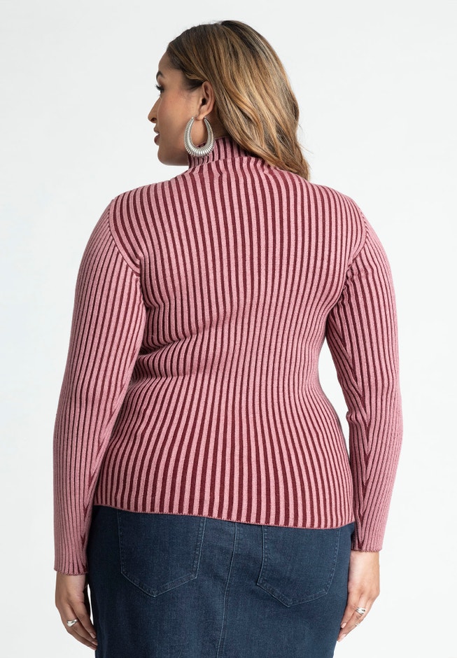 Two Toned Ribbed Sweater image number null