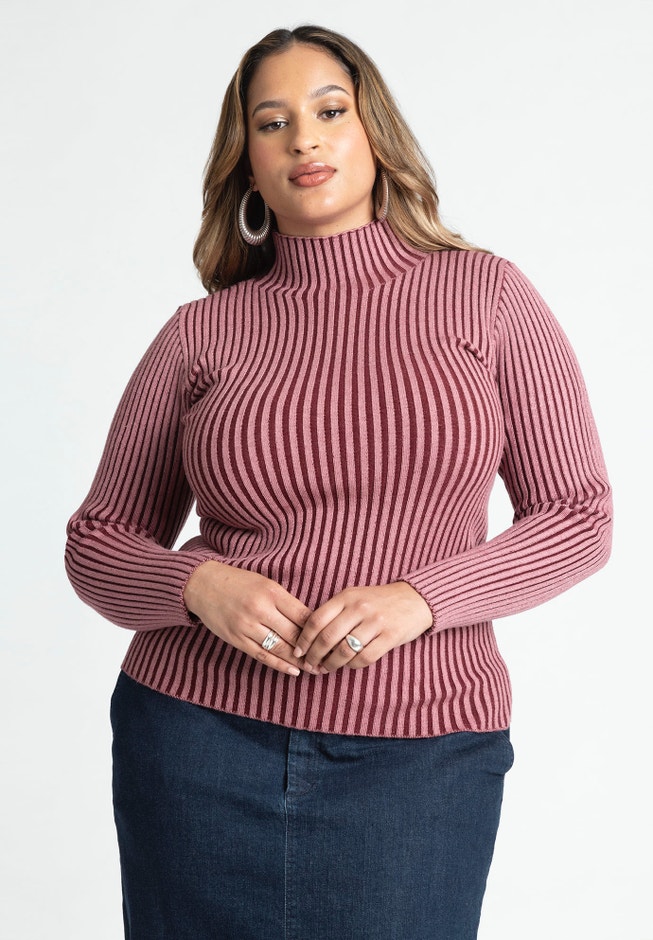 Two Toned Ribbed Sweater image number null