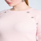 Button Detail Ribbed Sweater image number null
