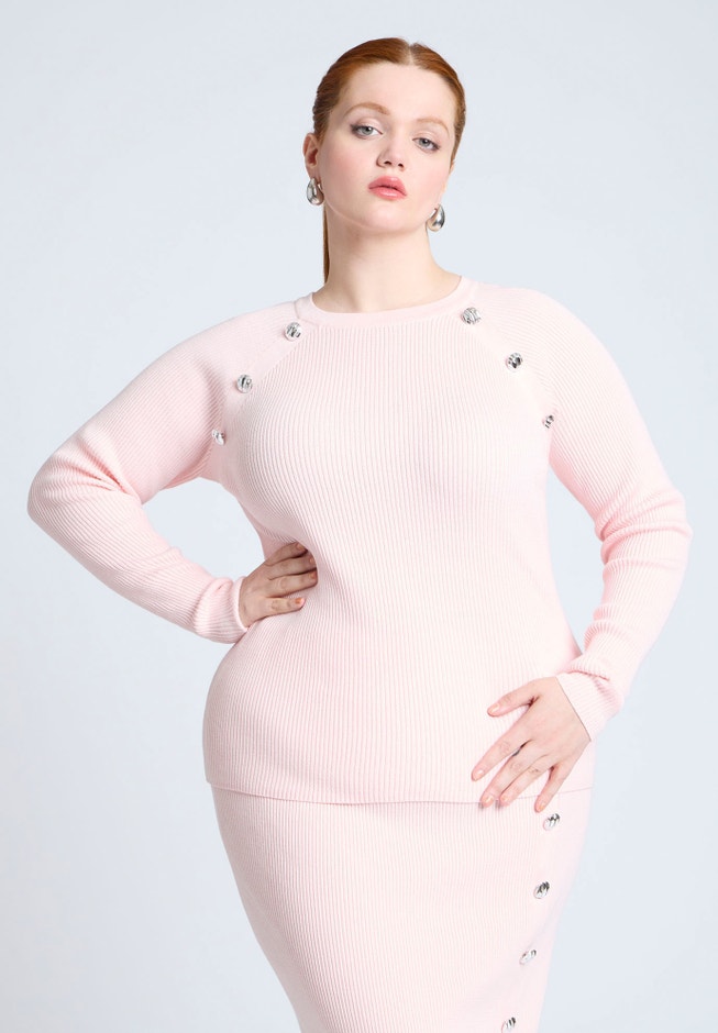 Button Detail Ribbed Sweater image number 0
