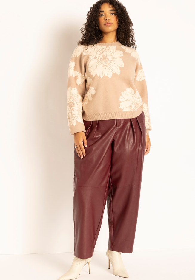 Intarsia Crew Neck Sweater image number null