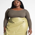 Scoop Neck Knitted Long Sleeve image number null