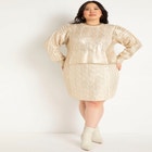 Metallic Cable Sweater image number null