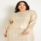 Metallic Cable Sweater image number null