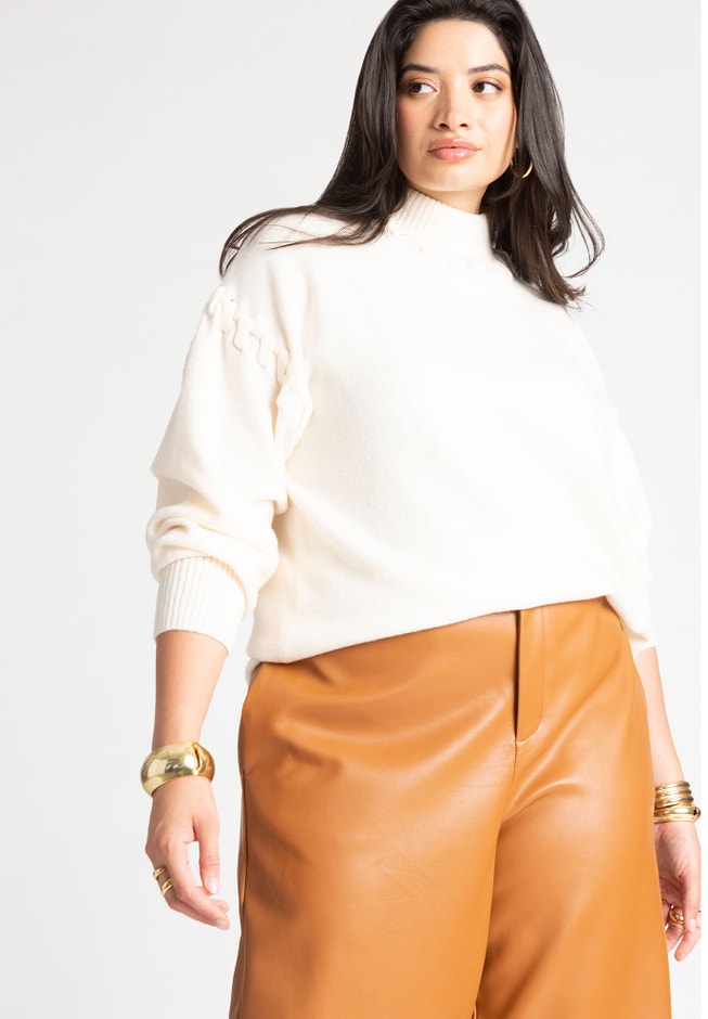 Lacing Detail Turtleneck Sweater image number 1