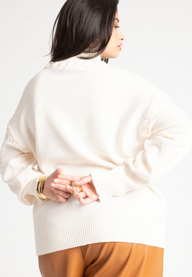 Lacing Detail Turtleneck Sweater image number 2