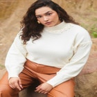 Lacing Detail Turtleneck Sweater image number null