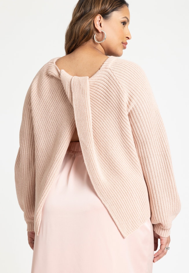 Draped Open Back Sweater image number 1
