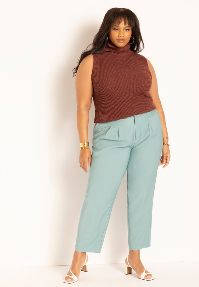 Chunky Sleeveless Turtleneck Sweater image number null