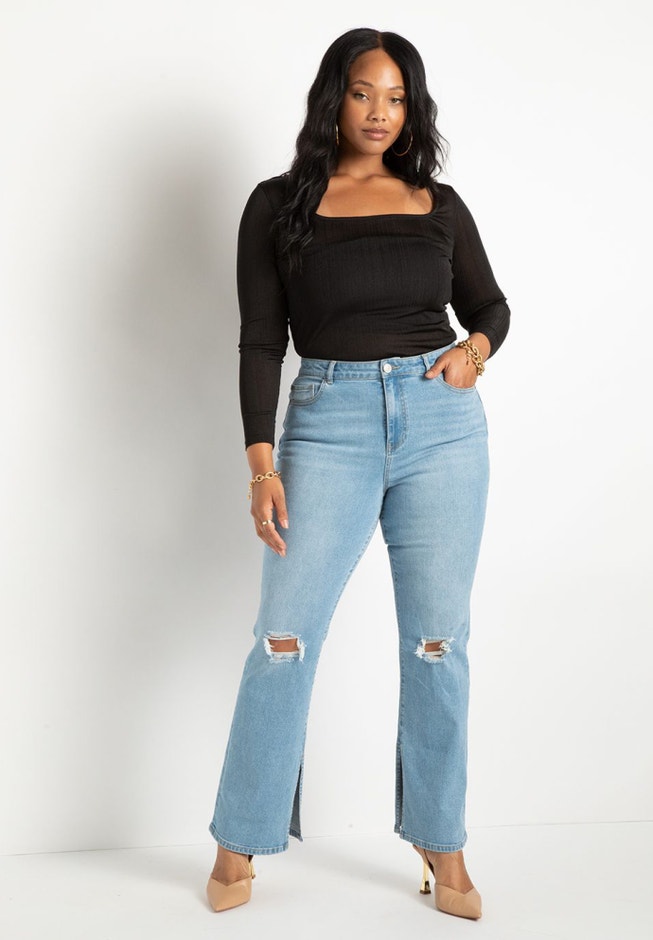 Classic Fit Split Inseam Hem Straight Leg Jean image number null