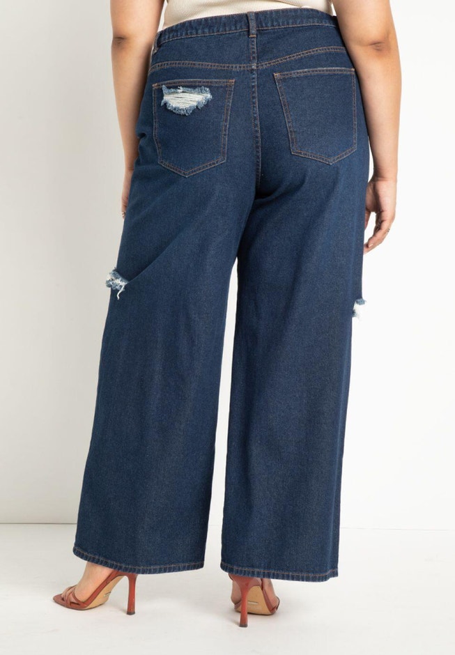 Distressed Wide Leg Jeans image number null