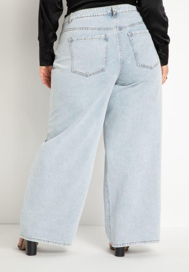 Wide Leg Distressed Jeans image number 1