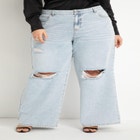 Wide Leg Distressed Jeans image number null