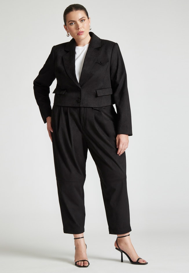 Barkwood x ELOQUII Faux Suede Trousers With Pocket Details image number 0