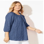 Stretch Lace Peasant Blouse image number null