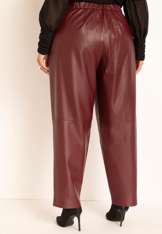 Pleat Detail Tapered Faux Leather Pant image number 2