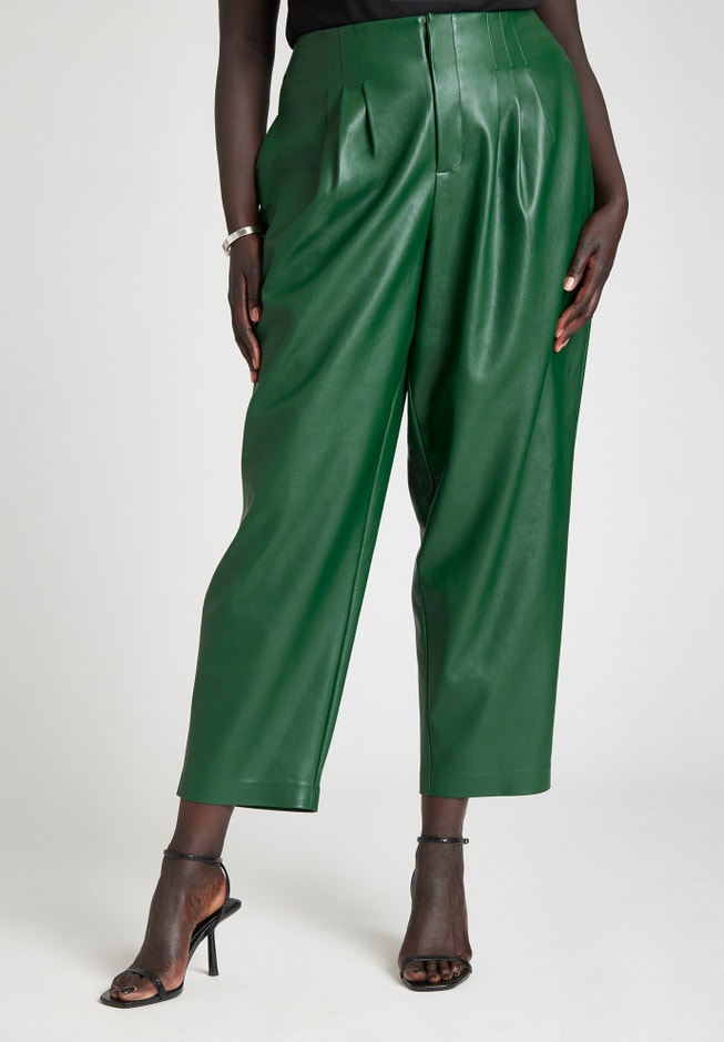 High Waisted Pleated Leather Pant image number 2